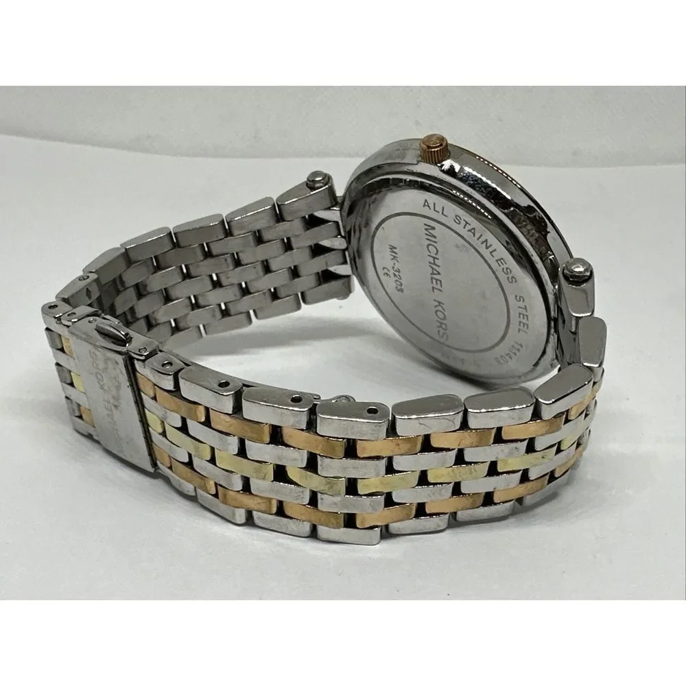 Michael Kors Darci MK3203 Women's Tri-Tone Glitz Analog Dial Quartz Watch NUL27